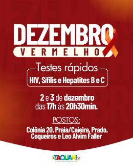 DEZEMBRO VERMELHO: horário especial para testes rápidos na próxima semana